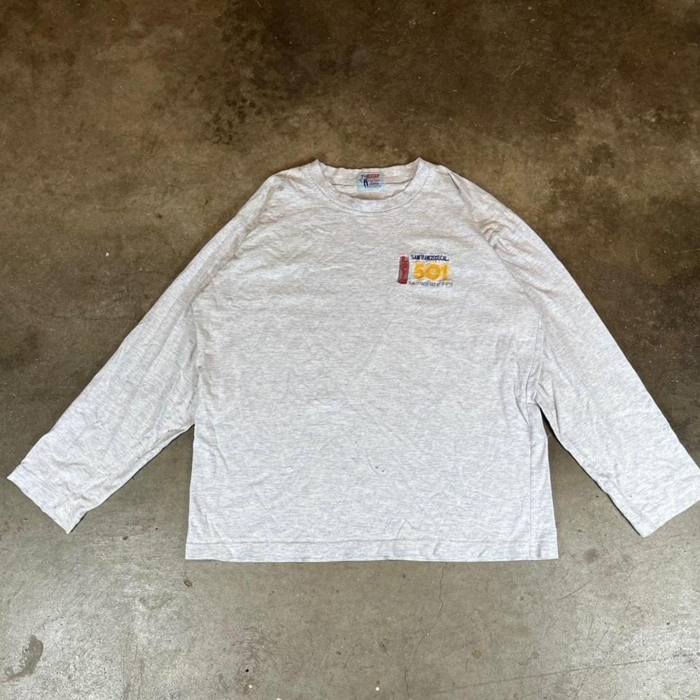 Vintage Levis 501 San Francisco Embroidered Long Sleeve T-Shirt Grey Mens L